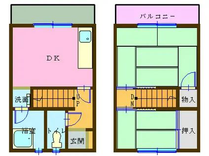 ムーラハイツ(2DK/1階)の間取り写真