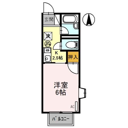 エルKI(1K/2階)の間取り写真