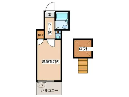 茅ヶ崎ハウス(1K/2階)の間取り写真