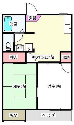 クレスト北松戸(2DK/2階)の間取り写真
