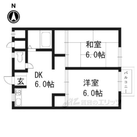 ハイツ保原(2DK/2階)の間取り写真