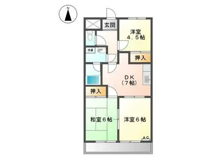 パークハイツ(3DK/1階)の間取り写真