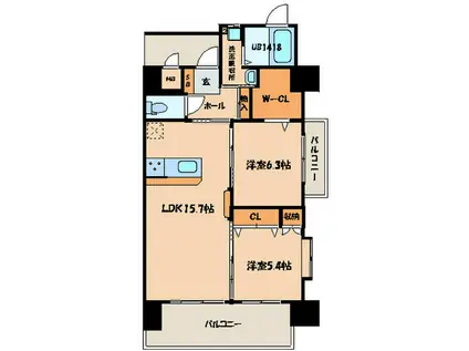 リブラ ブライト(2LDK/3階)の間取り写真