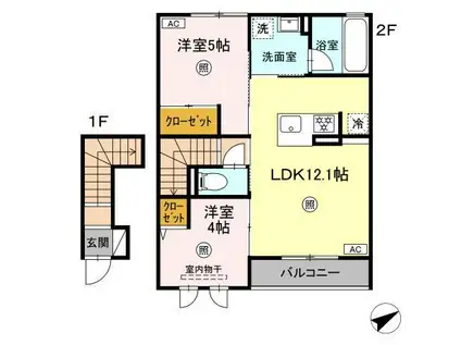 ひまわり(2LDK/2階)の間取り写真