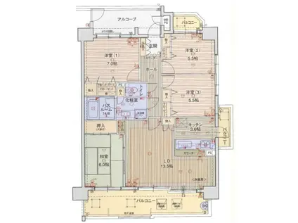 ロイヤルマンション豊川中央(4LDK/12階)の間取り写真
