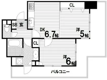 アスタピア新長田エスタプレシオス(2DK/12階)の間取り写真
