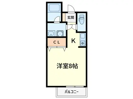プロ―スト高槻(1K/2階)の間取り写真