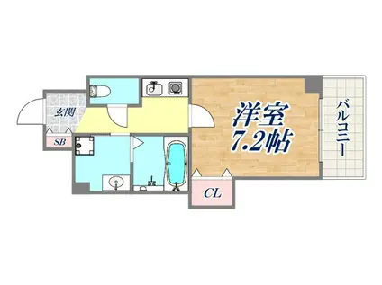アミーグランコート三宮(1K/9階)の間取り写真