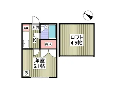 東武東上線 高坂駅 徒歩10分 2階建 築33年(ワンルーム/1階)の間取り写真