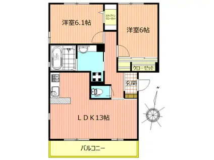 コルベイユ(2LDK/3階)の間取り写真