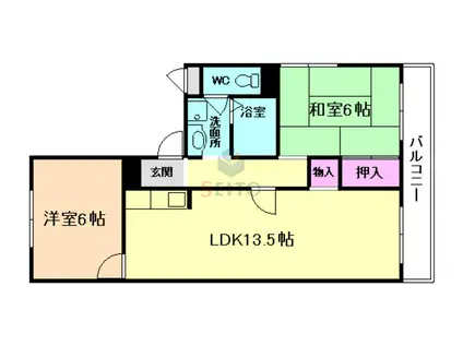 シャンボールメゾン曽根(2LDK/4階)の間取り写真