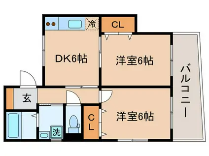 ボヌール動坂(2DK/1階)の間取り写真