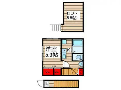 MELDIA松戸III(1K/2階)の間取り写真