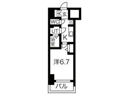 メイクス鶴舞II(1K/8階)の間取り写真