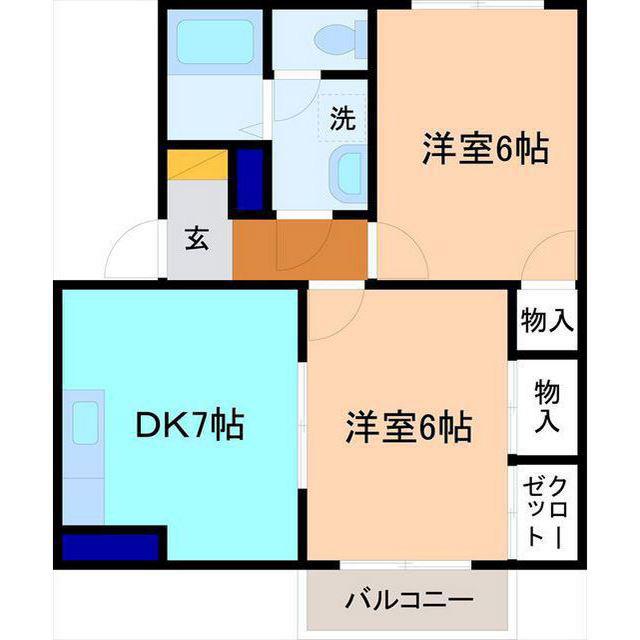 サンドリーム(2DK/1階)の間取り写真