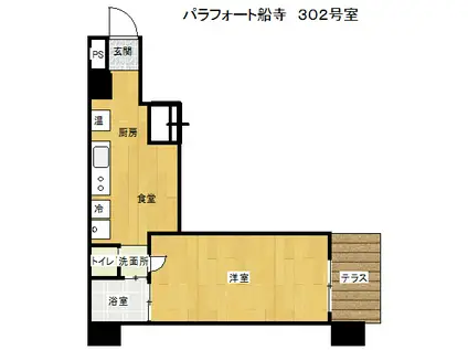 パラフォート船寺(1DK/3階)の間取り写真