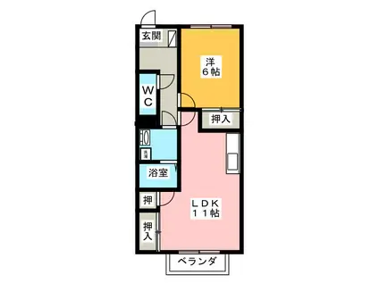 ラ・フィオーレ(1LDK/2階)の間取り写真