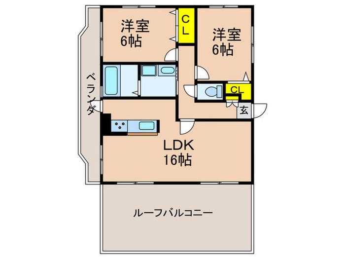 ベルメゾン7番館(2LDK/5階)の間取り写真