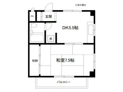 アドバンス岸根公園(1DK/1階)の間取り写真