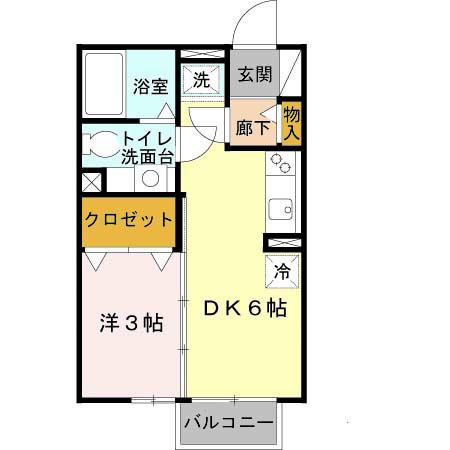 サンクレール志紀(1DK/2階)の間取り写真
