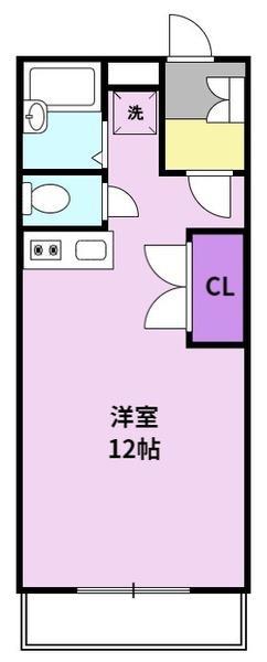ワンバイワン(ワンルーム/1階)の間取り写真