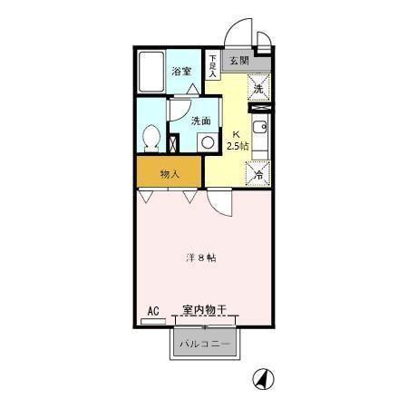 ルミエールB(1K/2階)の間取り写真