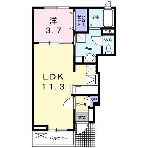ミューズB(1LDK/1階)の間取り写真