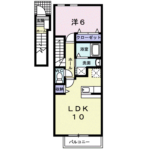 キャトル・セゾンII(1LDK/2階)の間取り写真