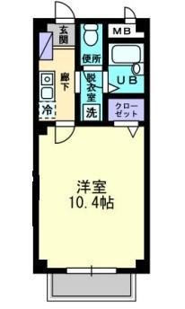 カレッジハイツ山地A・B棟(1K/1階)の間取り写真