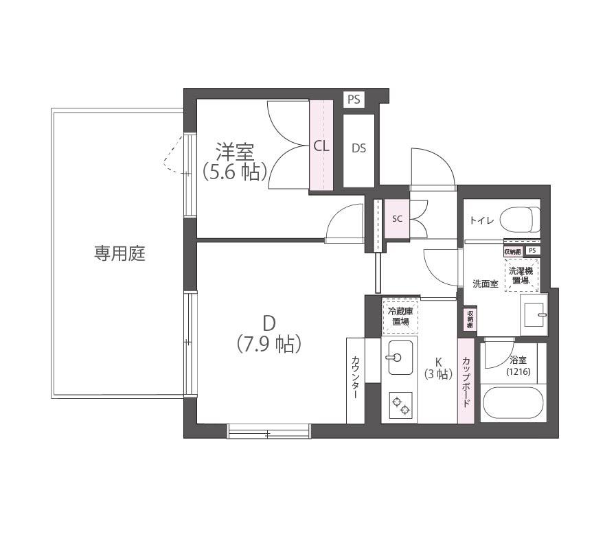 AULII NAKAMEGURO(1DK/1階)の間取り写真