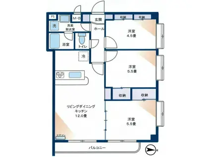 LIVE(1DK/2階)の間取り写真