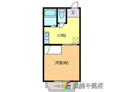 ロングヒルI(1K/1階)の間取り写真