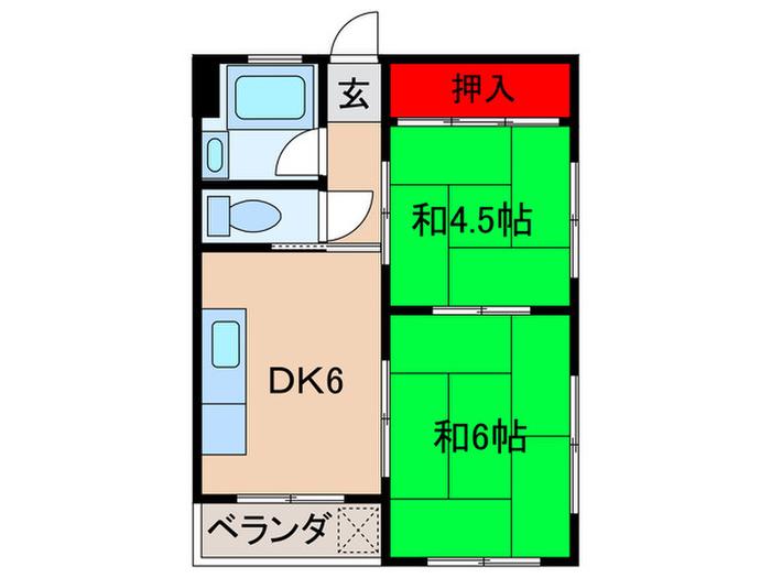横関コーポ(2DK/3階)の間取り写真
