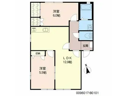 ハイアットセト A・B棟(2LDK/1階)の間取り写真