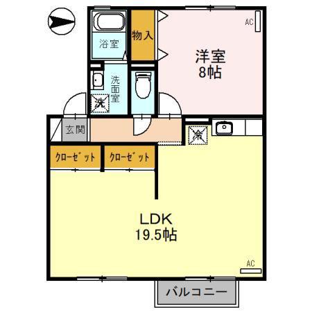 グリーンガーデン壱番館(1LDK/2階)の間取り写真