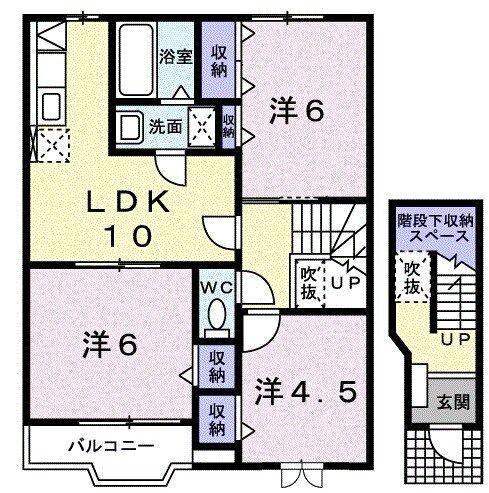フォンテーヌ I(3LDK/2階)の間取り写真