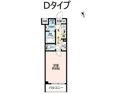 プレール・ドゥーク高井戸(1K/2階)の間取り写真