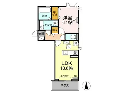 コンフォール西小鷹野III(1LDK/1階)の間取り写真