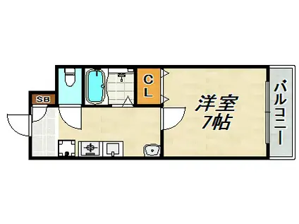 アンピエスK(1K/1階)の間取り写真