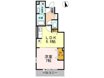 リヴェール等々力(1DK/1階)の間取り写真