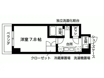 エル・セレーノ西院II番館(1K/2階)の間取り写真