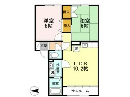 ハイセレール神田(2LDK/2階)の間取り写真