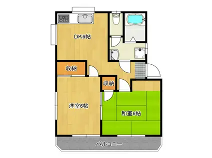 菊井コーポ(2DK/2階)の間取り写真