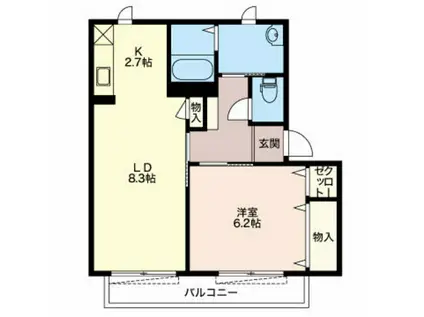 ルミエール高師 D棟(1LDK/1階)の間取り写真