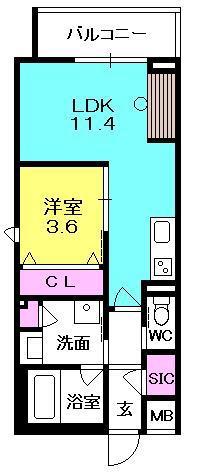 アイエフノヴァ水波町(1LDK/3階)の間取り写真