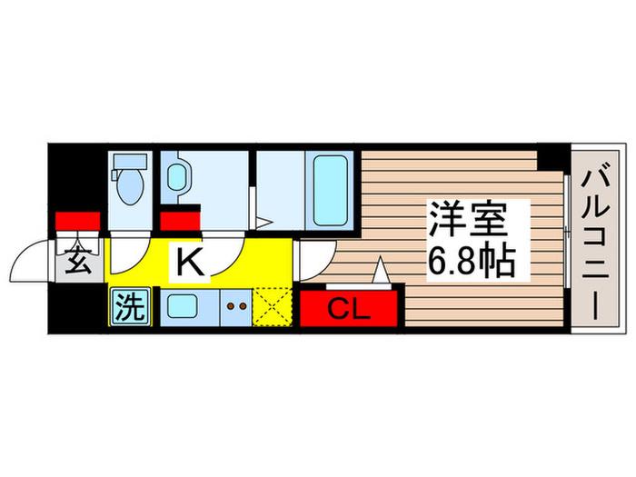 グランカーサ行徳(1K/2階)の間取り写真