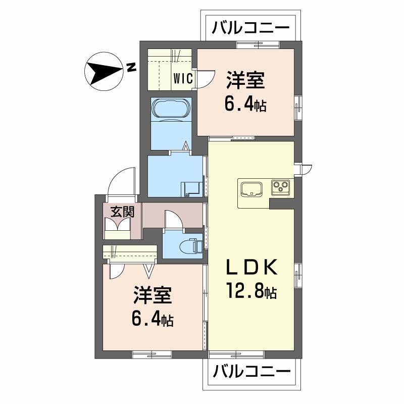 グランドベレオ田宮(2LDK/3階)の間取り写真