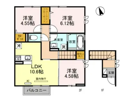 ＪＲ姫新線 余部駅 徒歩36分 2階建 築5年(3LDK/2階)の間取り写真