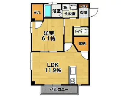 オパススリー(1LDK/3階)の間取り写真