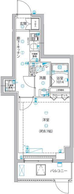 ユリカロゼ五反野III(1K/1階)の間取り写真